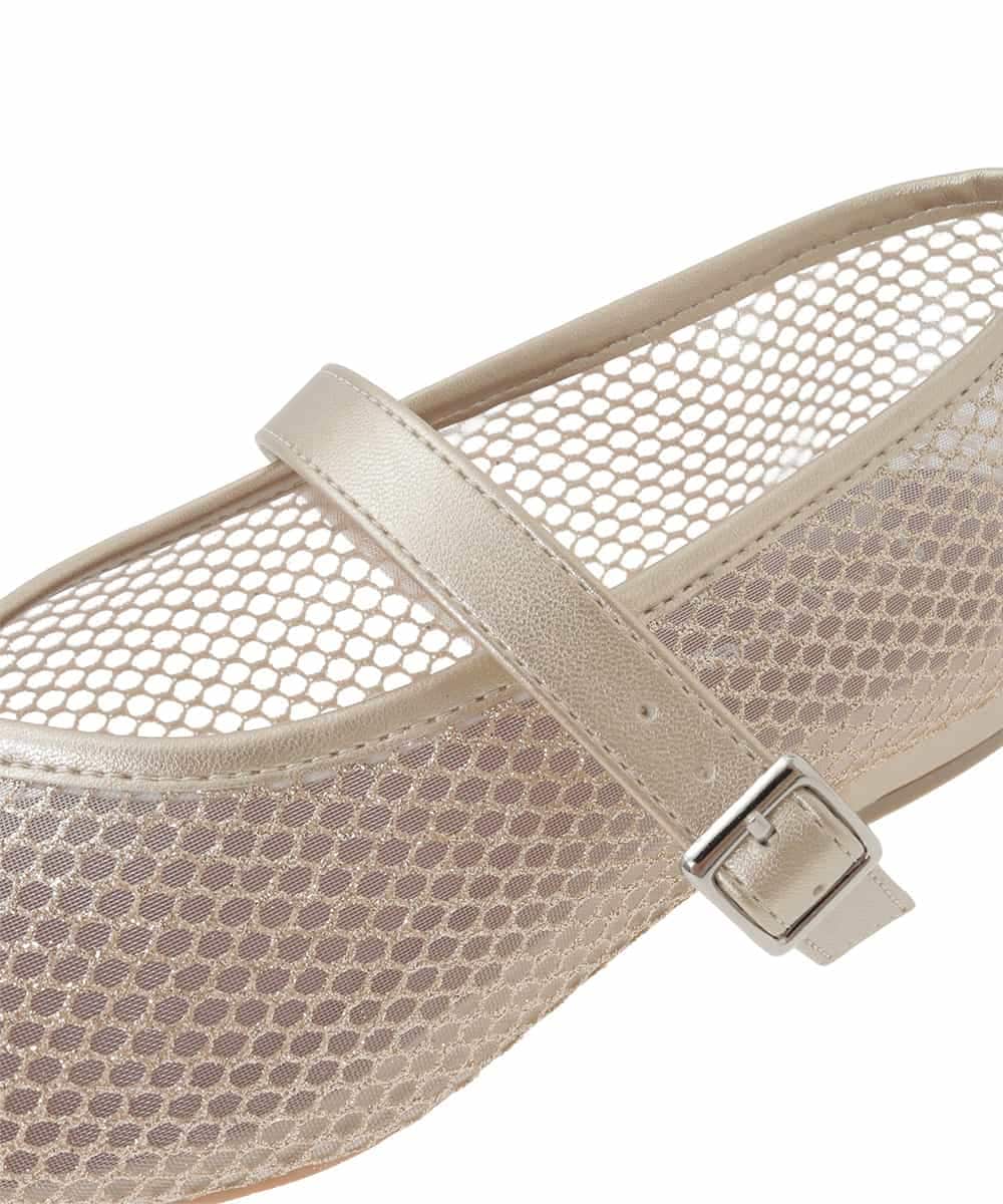 OZ6ED04079 eur3(エウルキューブ) 【la farfaコラボ】Vカットメッシュパンプス ゴールド