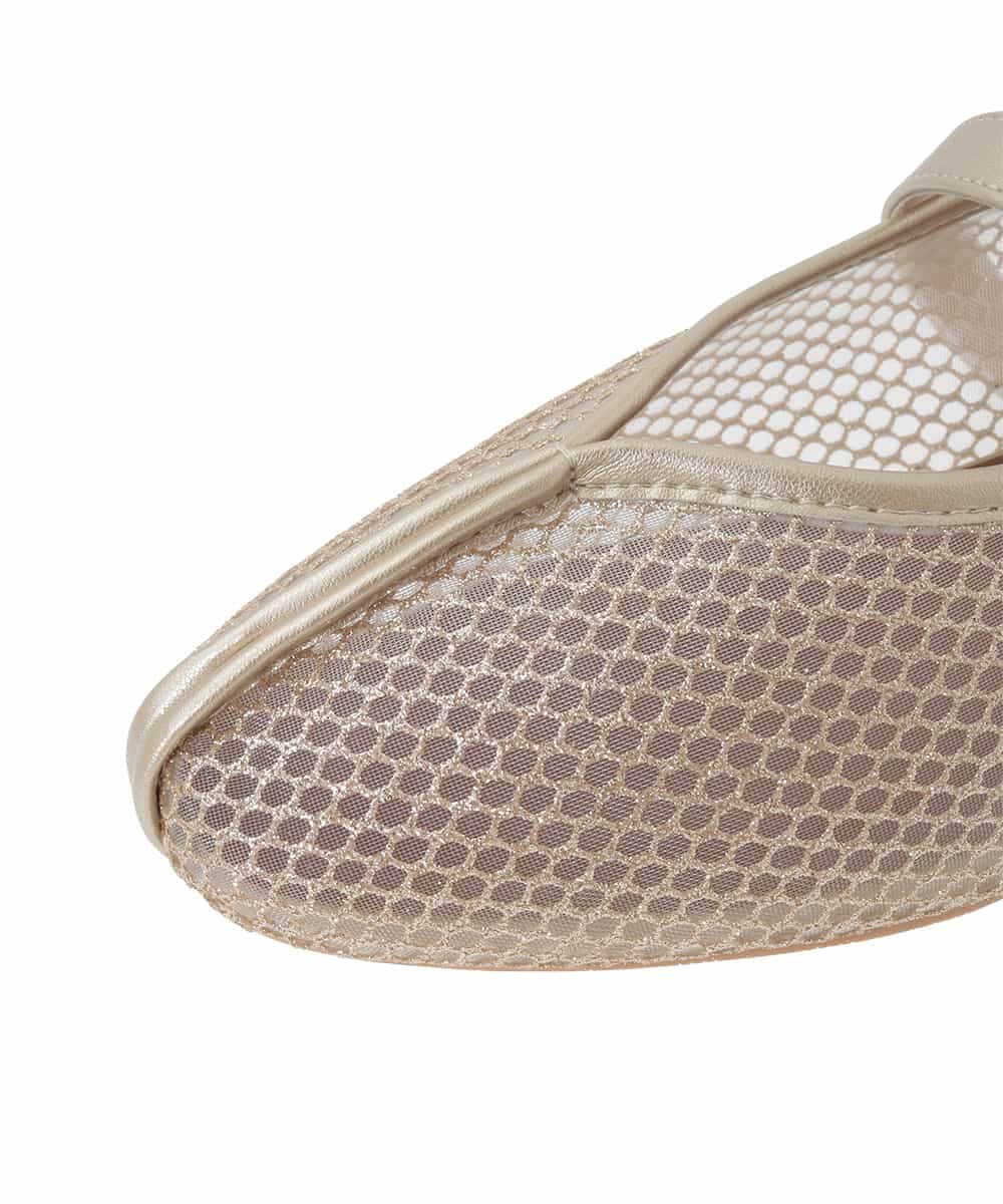 OZ6ED04079 eur3(エウルキューブ) 【la farfaコラボ】Vカットメッシュパンプス ゴールド