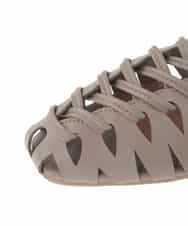 OZ6GD05089 eur3(エウルキューブ) カットワークレースアップパンプス モカ