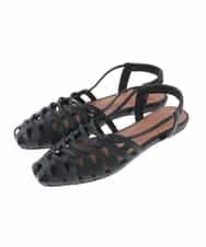 OZ6GD05089 eur3(エウルキューブ) カットワークレースアップパンプス ブラック