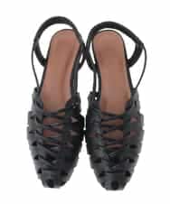 OZ6GD05089 eur3(エウルキューブ) カットワークレースアップパンプス ブラック