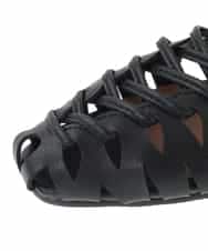 OZ6GD05089 eur3(エウルキューブ) カットワークレースアップパンプス ブラック
