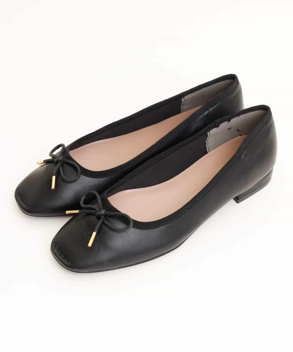 OZ6KM07060 eur3(エウルキューブ) 【幅広さんOK！ワイズ4E】スクエアトゥフラットシューズ ブラック(94)