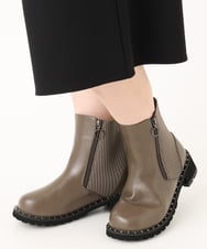 OZ6LA11089 eur3(エウルキューブ) 【la farfaコラボ】リブジョイントスタッズブーツ モカ(84)