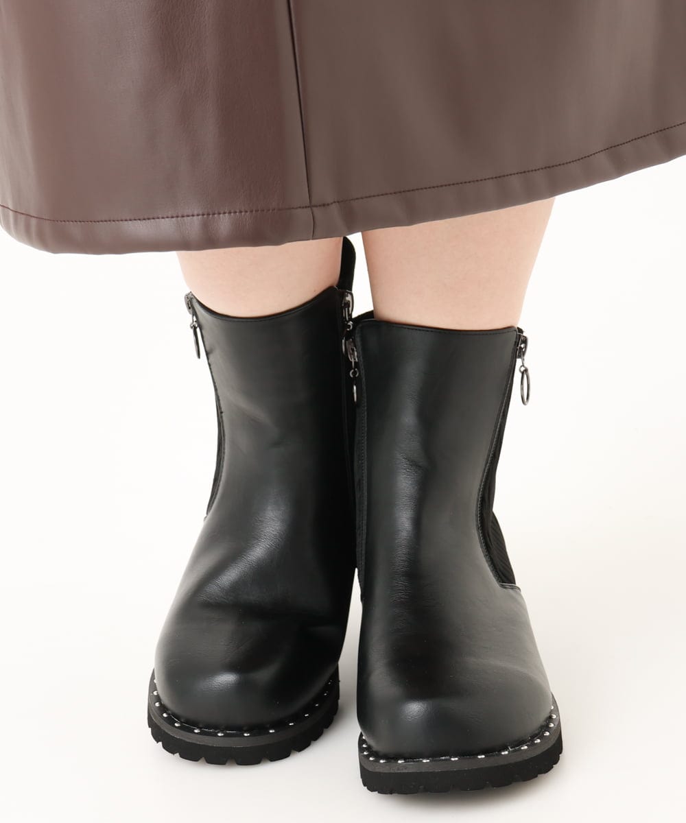 OZ6LA11089 eur3(エウルキューブ) 【la farfaコラボ】リブジョイントスタッズブーツ ブラック(94)