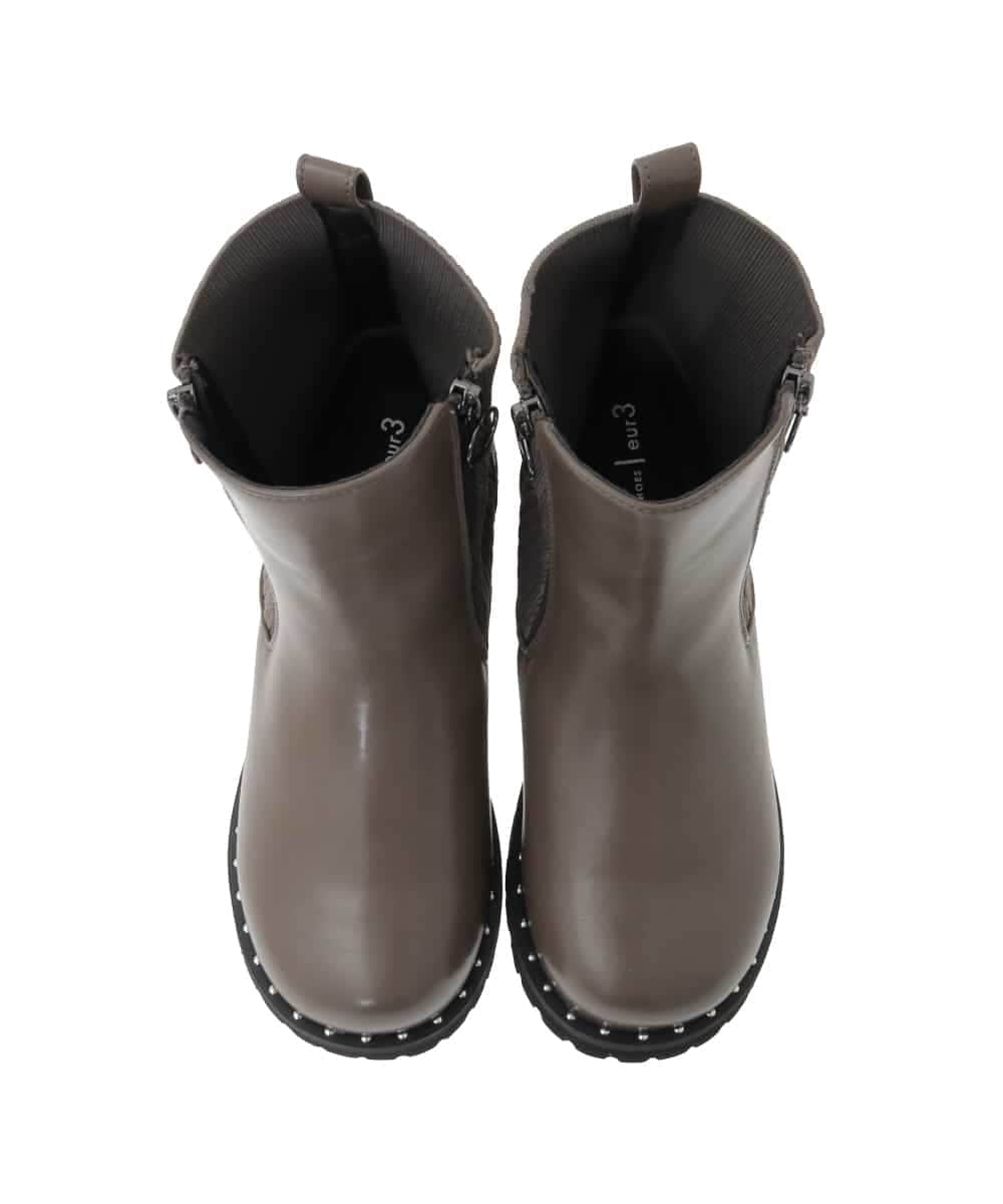 OZ6LA11089 eur3(エウルキューブ) 【la farfaコラボ】リブジョイントスタッズブーツ モカ(84)