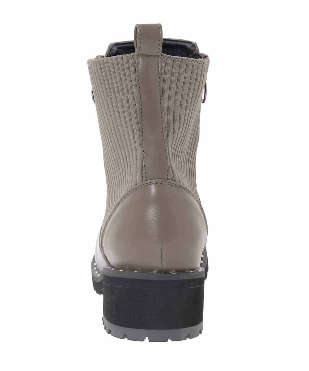 OZ6LA11089 eur3(エウルキューブ) 【la farfaコラボ】リブジョイントスタッズブーツ モカ(84)