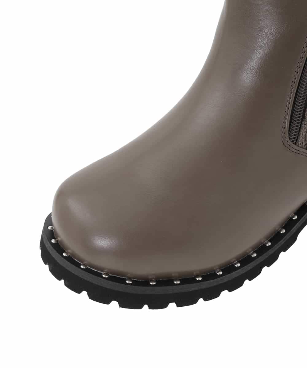 OZ6LA11089 eur3(エウルキューブ) 【la farfaコラボ】リブジョイントスタッズブーツ モカ(84)