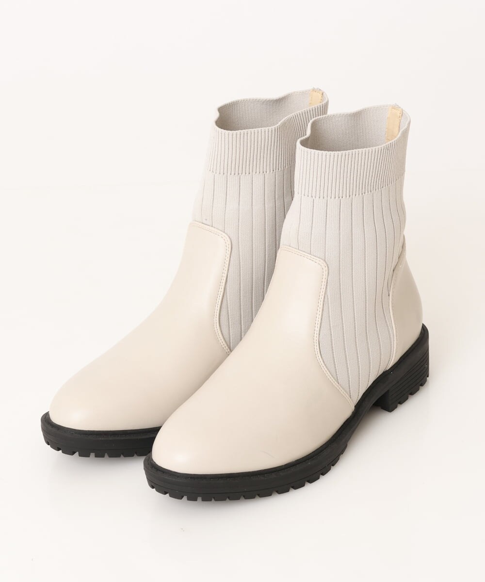 OZ6LS09089 eur3(エウルキューブ) ニットショートブーツ アイボリー(80)