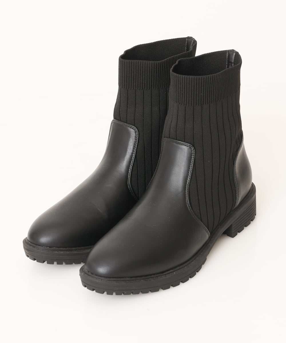 OZ6LS09089 eur3(エウルキューブ) ニットショートブーツ ブラック(94)