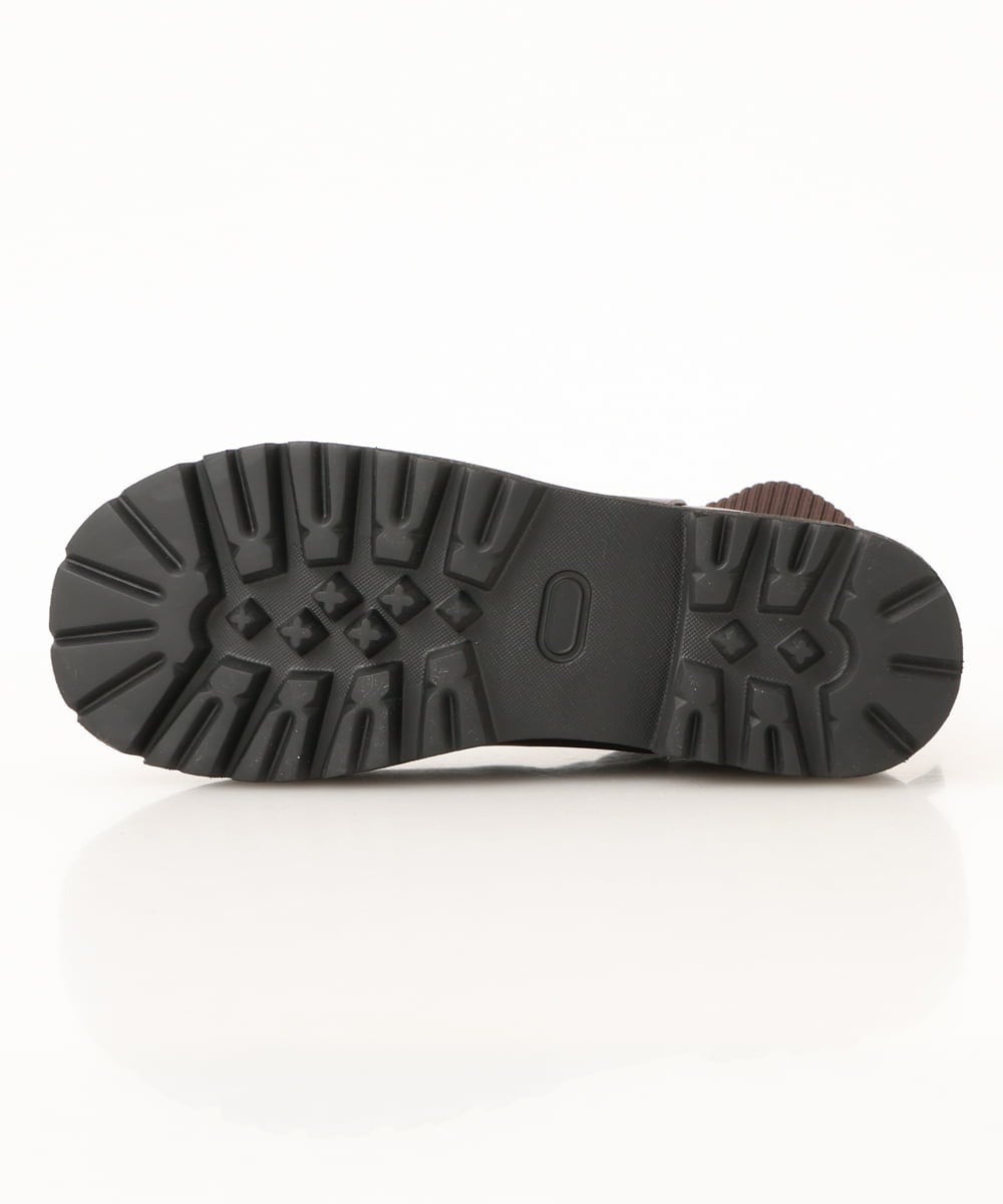 OZ6LV09089 eur3(エウルキューブ) 【雑誌掲載】【幅広さんOK！ワイズ4E】la farfaシューズコラボ！ニットショートブーツ ダークブラウン(87)
