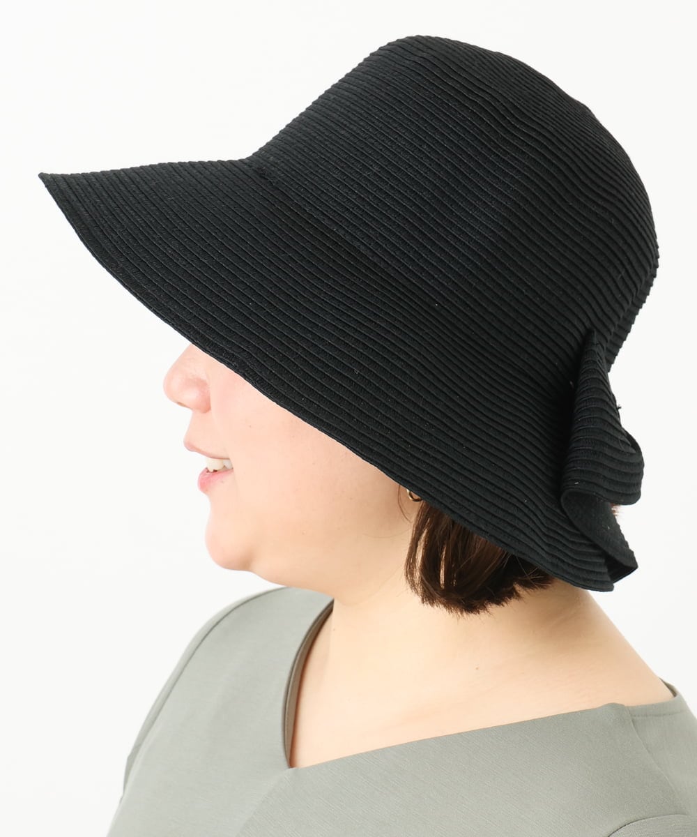 OZ7FA03049 eur3(エウルキューブ) バックリボンスリット麦わらハット ブラック(94)