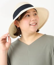 OZ7FA04039 eur3(エウルキューブ) 配色リボンスリット麦わらハット アイボリー(80)