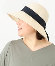 OZ7FA04039 eur3(エウルキューブ) 配色リボンスリット麦わらハット アイボリー(80)