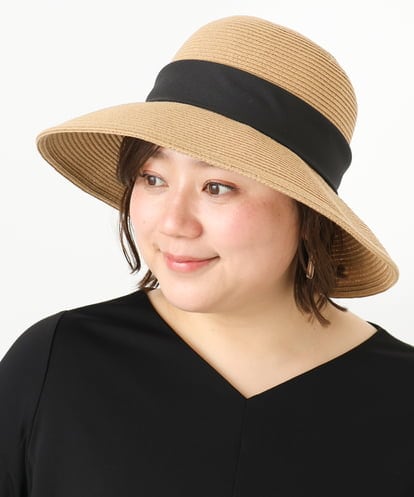 OZ7FA04039 eur3 配色リボンスリット麦わらハット