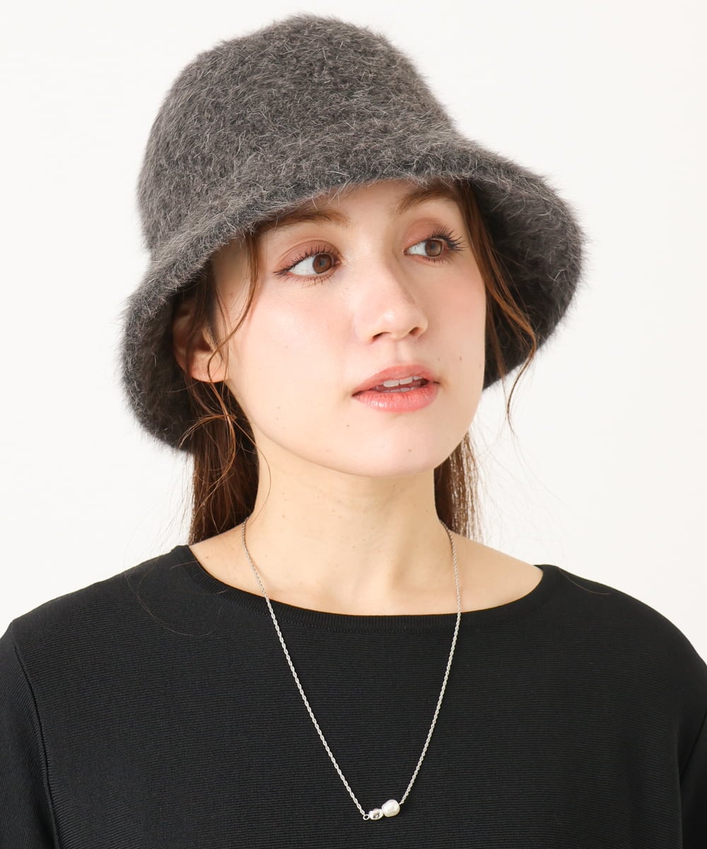 OZ7LA07049 eur3(エウルキューブ) ウール混シャギーハット ダークグレー