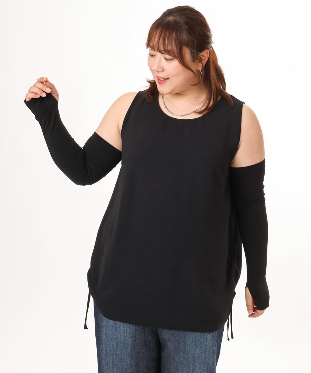 OZTGD01029 eur3(エウルキューブ) 【大きいサイズ/接触冷感/UVカット】アームカバー ブラック