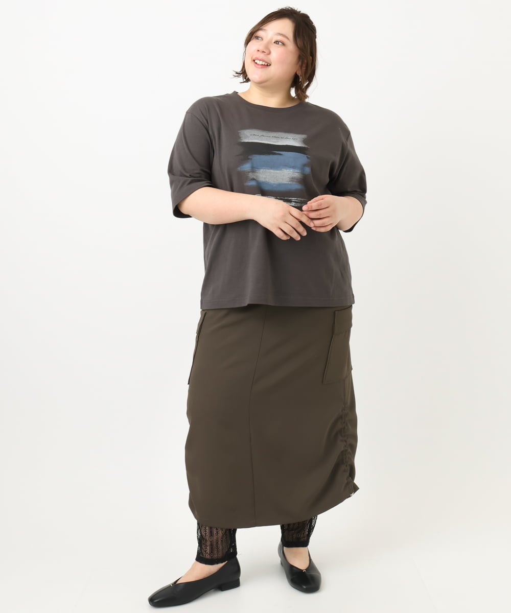 OZUEA01059 eur3(エウルキューブ) 【接触冷感】レースつきレギンス ブラック(94)