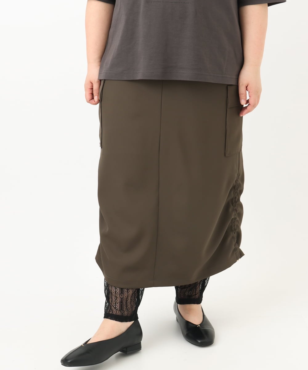 OZUEA01059 eur3(エウルキューブ) 【接触冷感】レースつきレギンス ブラック(94)