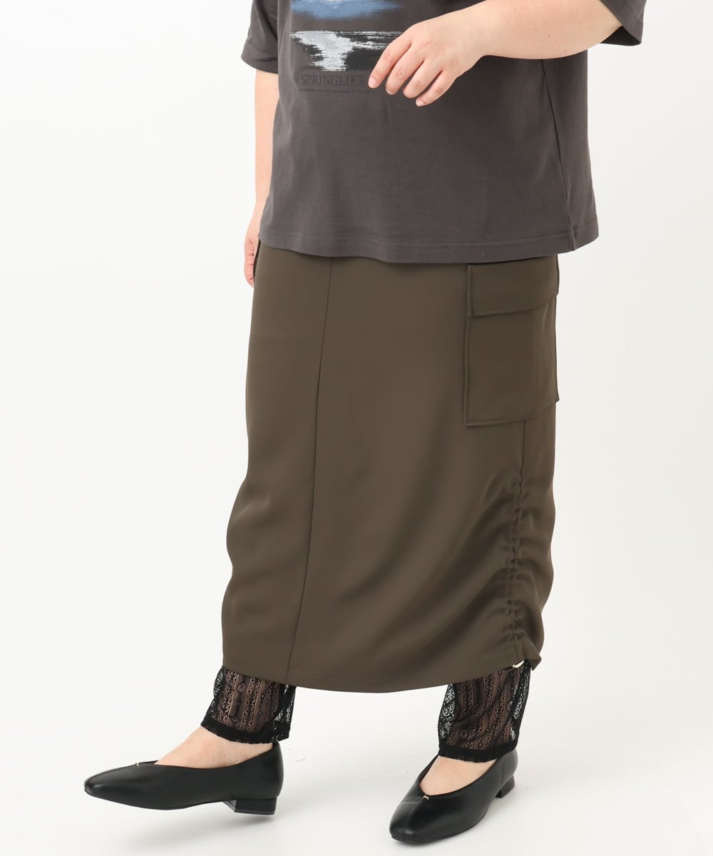 OZUEA01059 eur3(エウルキューブ) 【接触冷感】レースつきレギンス ブラック(94)