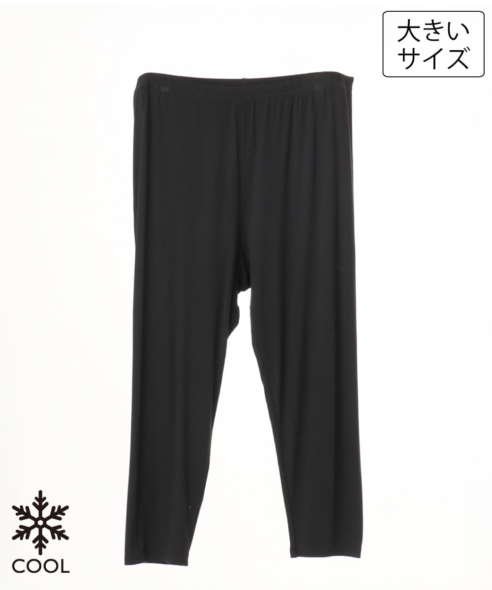 OZUJD04039 eur3(エウルキューブ) 【大きいサイズ/接触冷感】7分丈レギンス ブラック