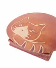OZYDD02019 eur3(エウルキューブ) 猫ラウンドコインケース キャメル