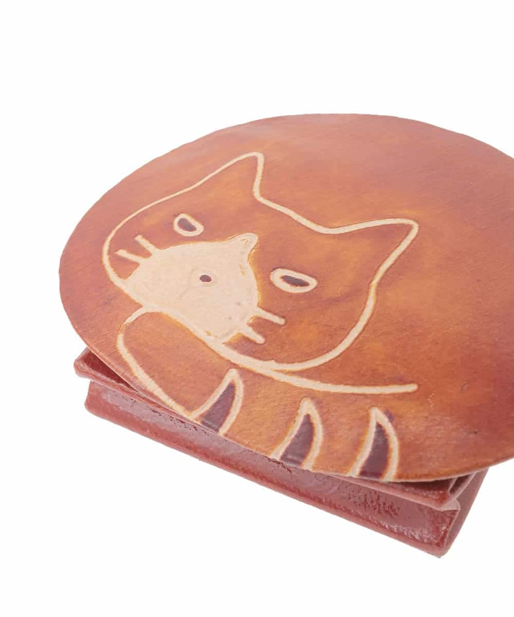 OZYDD02019 eur3(エウルキューブ) 猫ラウンドコインケース キャメル