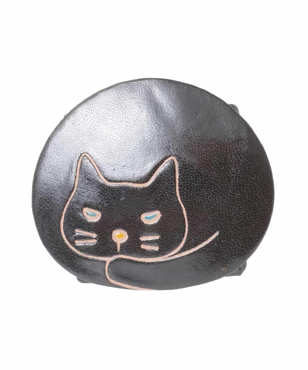 OZYDD02019 eur3(エウルキューブ) 猫ラウンドコインケース ブラック