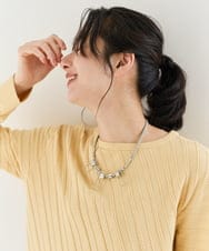 PF2EE04098 GEORGES RECH(小さいサイズ)(メゾン ドゥ サンク)  [日本製]スクエアパーツコンビメタルチョーカー ライトグレー