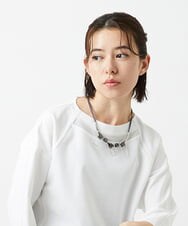 PF2EE04098 GEORGES RECH(小さいサイズ)(メゾン ドゥ サンク)  [日本製]スクエアパーツコンビメタルチョーカー ダークグレー