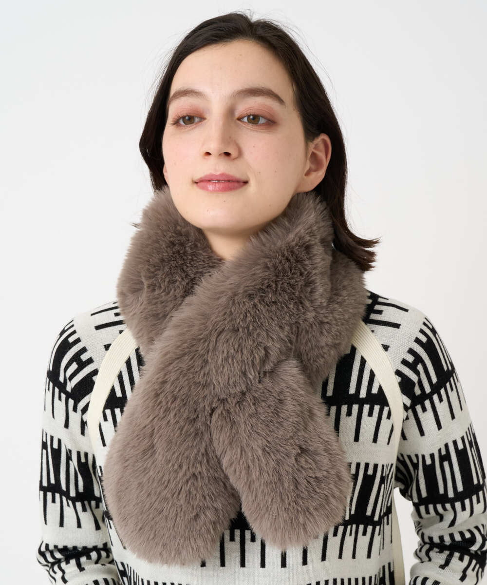 PF3AD10090 GEORGES RECH(小さいサイズ)(メゾン ドゥ サンク) フェイクファーティペット ダークグレー