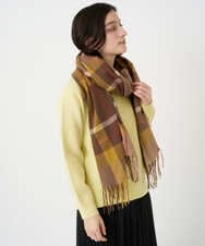 PF3AD12080 GEORGES RECH(小さいサイズ)(メゾン ドゥ サンク) カシミヤタッチ大判チェックストール ネイビー系