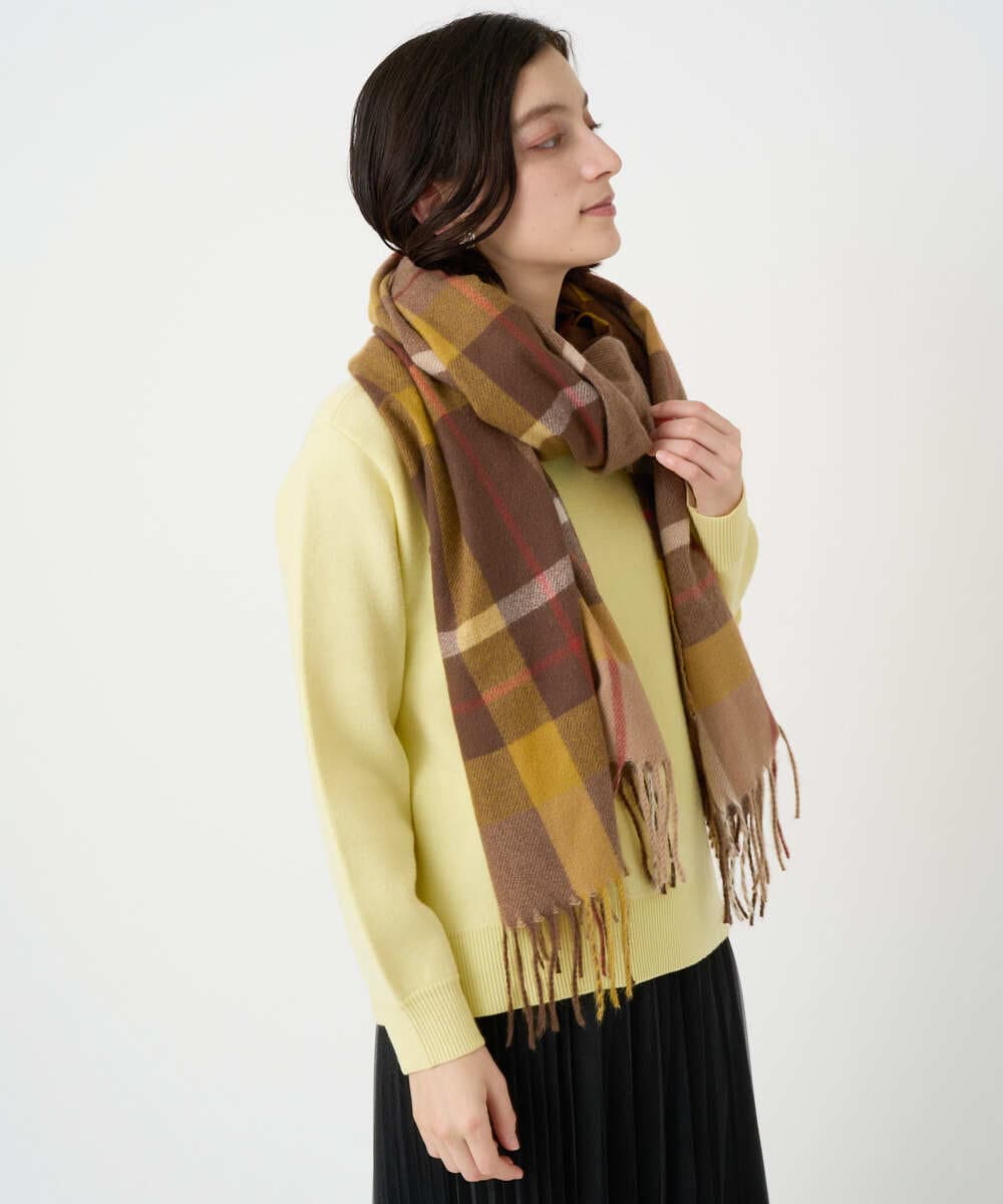 PF3AD12080 GEORGES RECH(小さいサイズ)(メゾン ドゥ サンク) カシミヤタッチ大判チェックストール ネイビー系