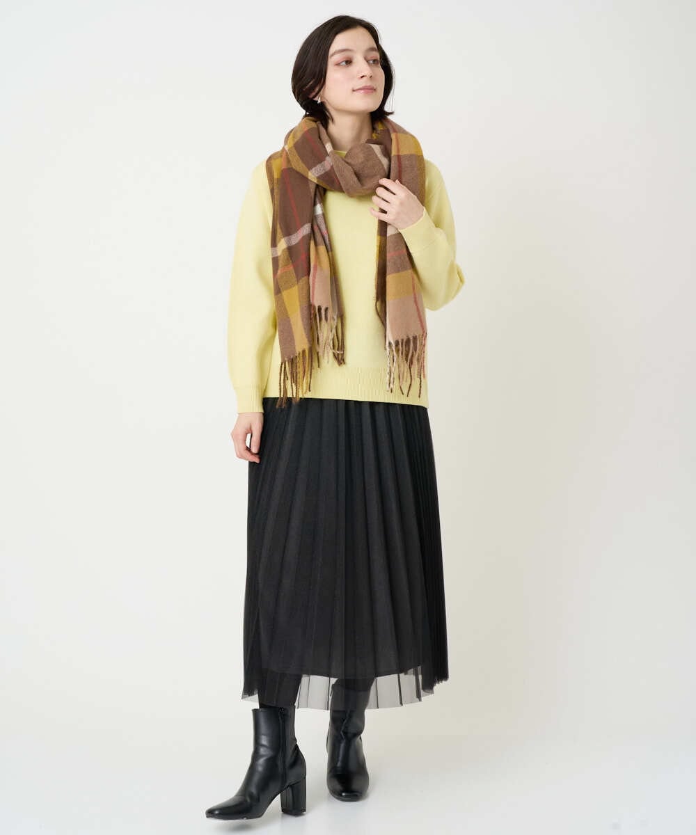 PF3AD12080 GEORGES RECH(小さいサイズ)(メゾン ドゥ サンク) カシミヤタッチ大判チェックストール ネイビー系