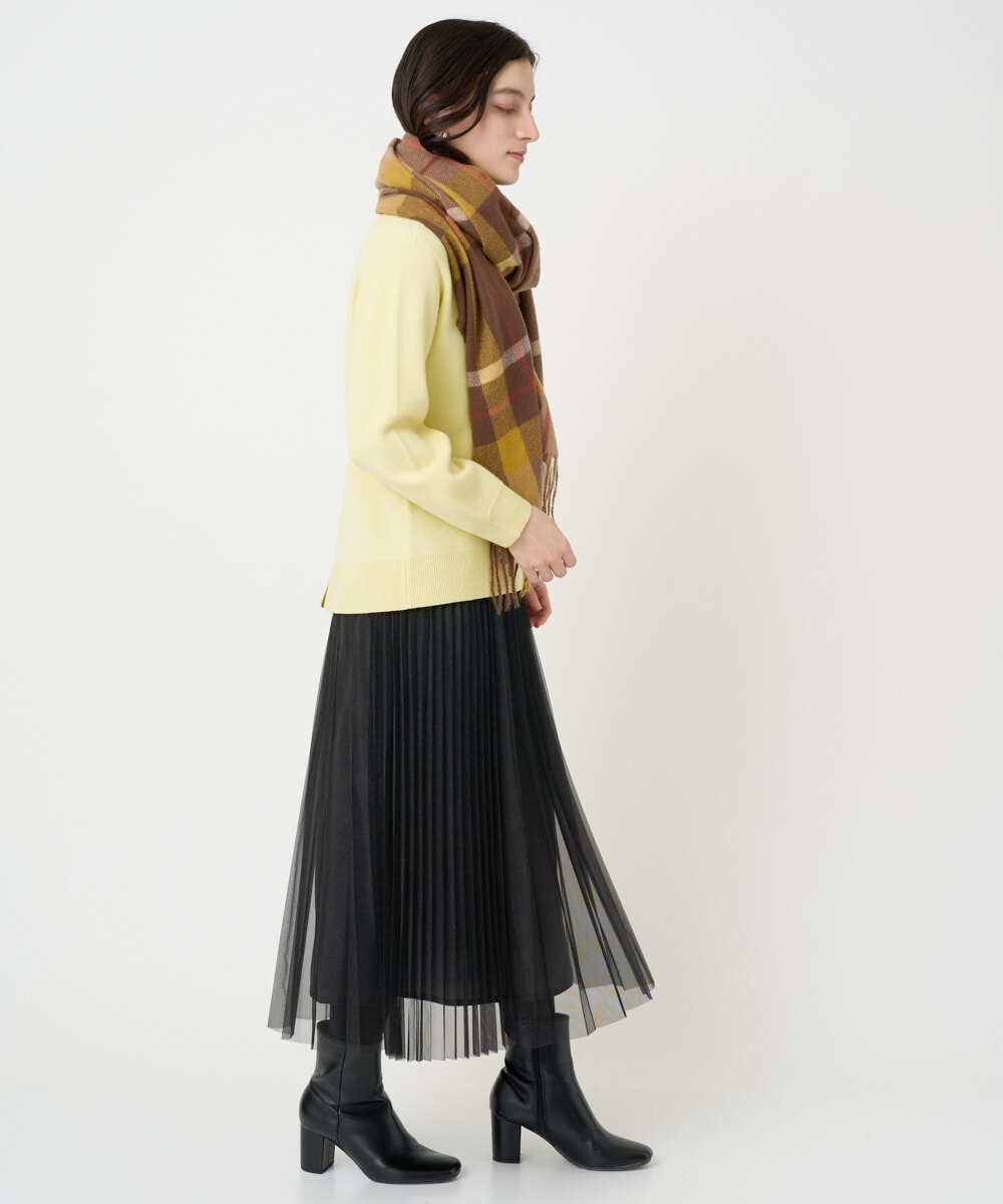 PF3AD12080 GEORGES RECH(小さいサイズ)(メゾン ドゥ サンク) カシミヤタッチ大判チェックストール ネイビー系