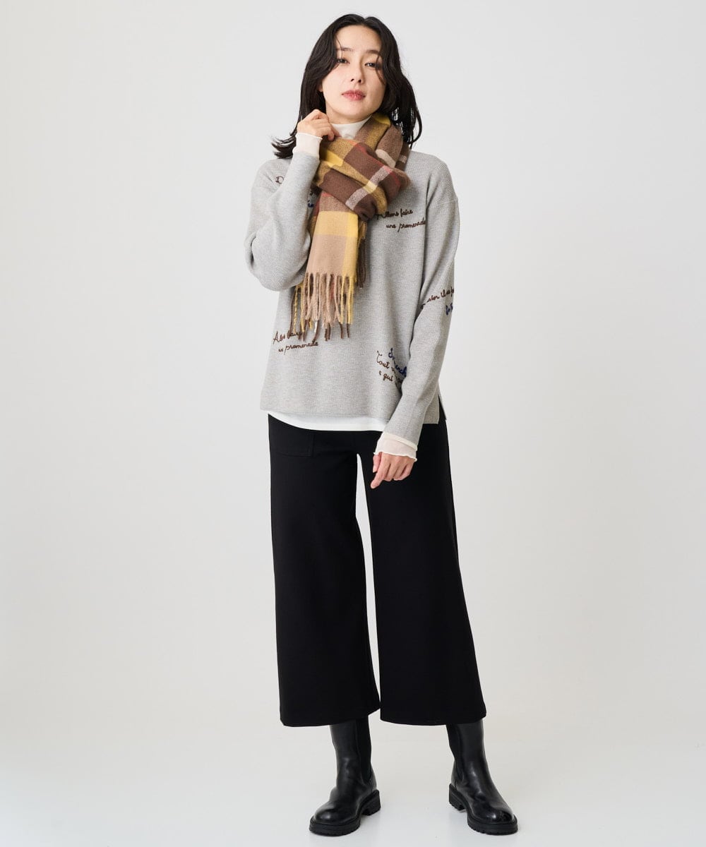 PF3AD12080 GEORGES RECH(小さいサイズ)(メゾン ドゥ サンク) カシミヤタッチ大判チェックストール ネイビー系