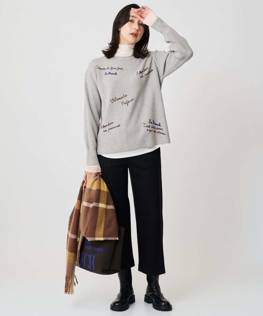 PF3AD12080 GEORGES RECH(小さいサイズ)(メゾン ドゥ サンク) カシミヤタッチ大判チェックストール ネイビー系