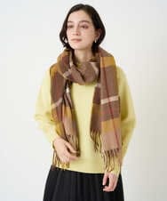 PF3AD12080 GEORGES RECH(小さいサイズ)(メゾン ドゥ サンク) カシミヤタッチ大判チェックストール ベージュ系