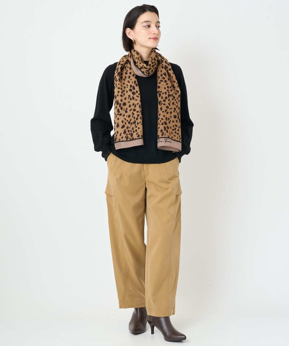 PF3AD14130 GEORGES RECH(小さいサイズ)(メゾン ドゥ サンク) レオパードウールストール ライトグレー系