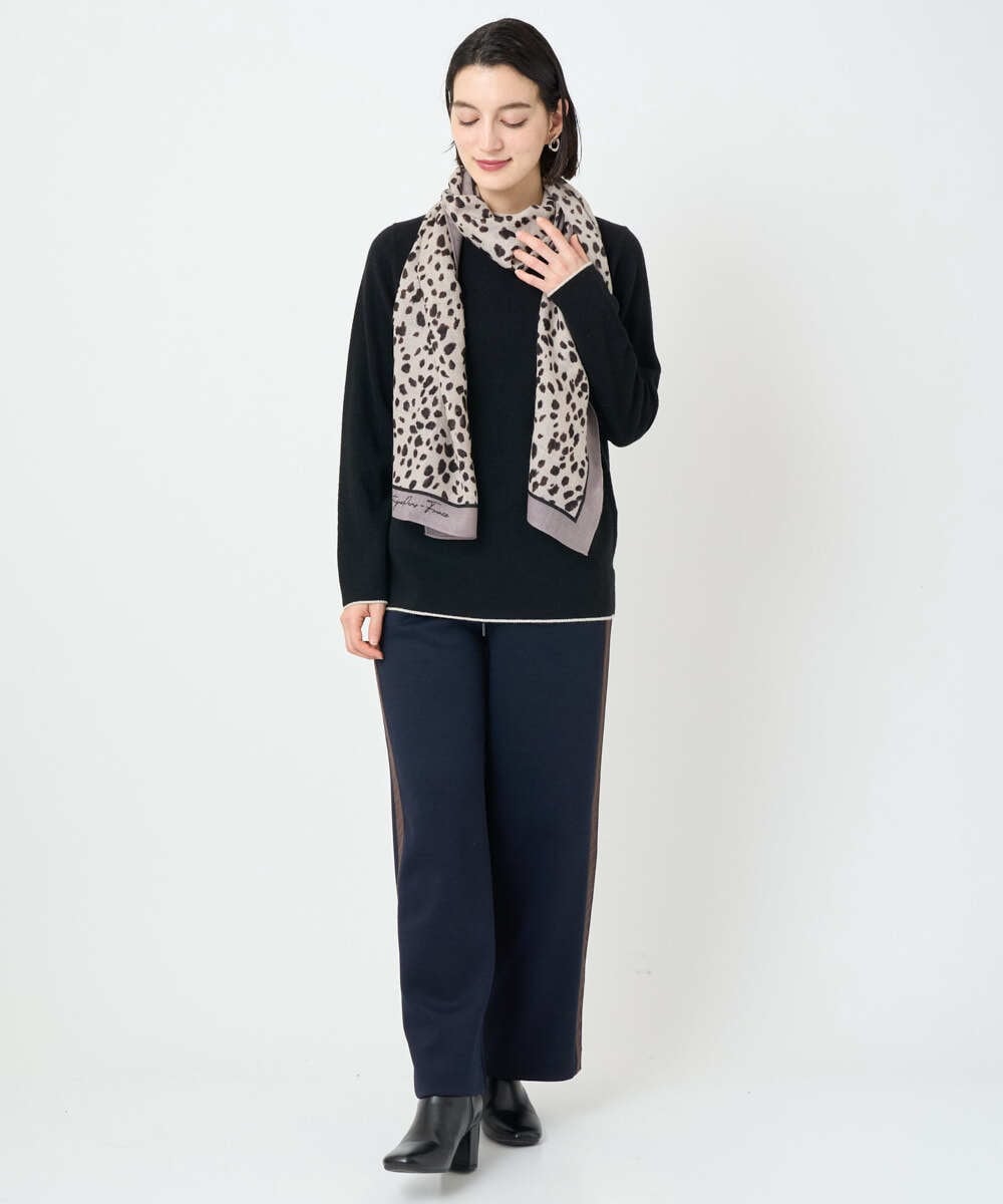 PF3AD14130 GEORGES RECH(小さいサイズ)(メゾン ドゥ サンク) レオパードウールストール ライトグレー系