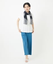 PF3GA37150 GEORGES RECH(小さいサイズ)(メゾン ドゥ サンク) 幾何プリント麻混ストール ネイビー