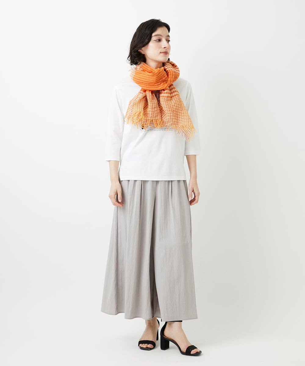 PF3GD24090 GEORGES RECH(小さいサイズ)(メゾン ドゥ サンク) コットンリネンチェックストール ブルー