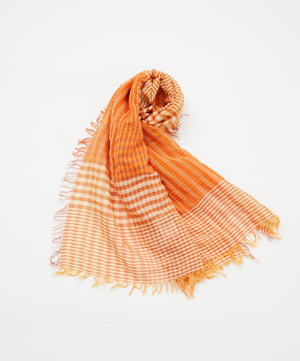 PF3GD24090 GEORGES RECH(小さいサイズ)(メゾン ドゥ サンク) コットンリネンチェックストール ブルー