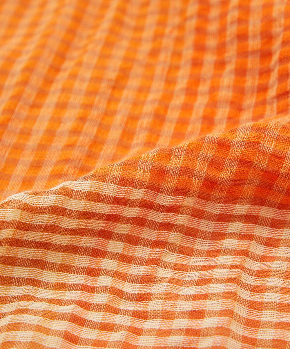 PF3GD24090 GEORGES RECH(小さいサイズ)(メゾン ドゥ サンク) コットンリネンチェックストール ブルー