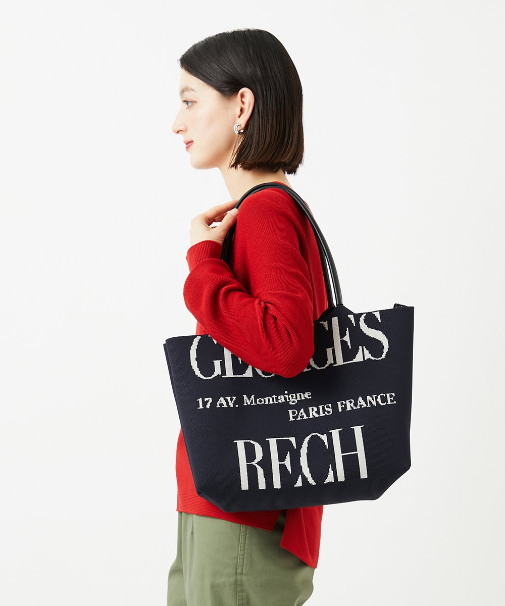 PF5AD01150 GEORGES RECH(小さいサイズ)(メゾン ドゥ サンク) ロゴニットトートバッグ ブラウン系