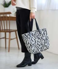 PF5AG20130 GEORGES RECH(小さいサイズ)(メゾン ドゥ サンク) ロゴジャガードニットトートバッグ ブラック