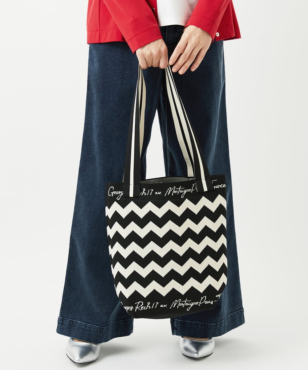 PF5EE10098 GEORGES RECH(小さいサイズ)(メゾン ドゥ サンク) ジャガードニットトートバッグ ブラック