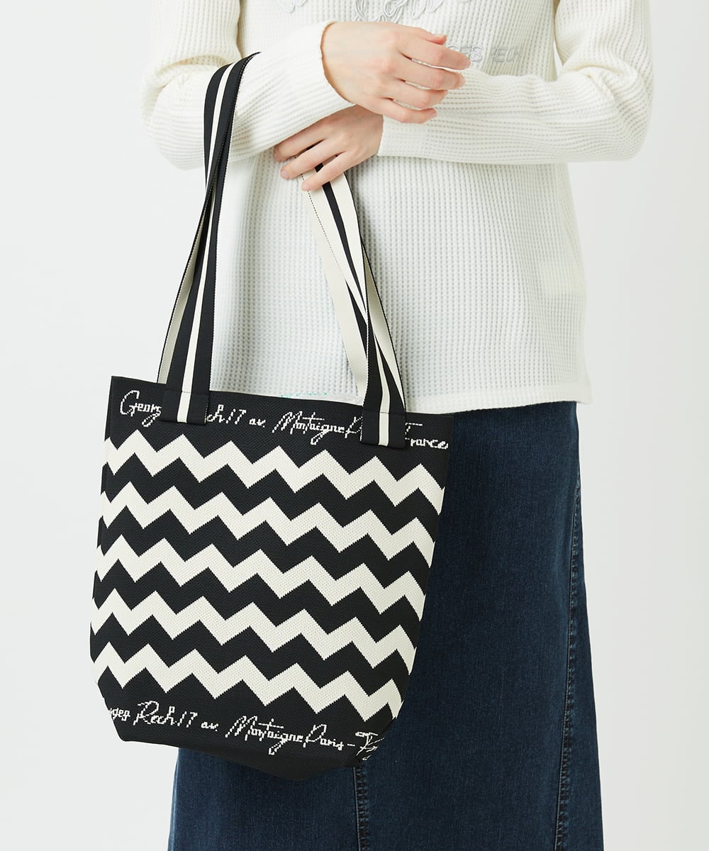 PF5EE10098 GEORGES RECH(小さいサイズ)(メゾン ドゥ サンク) ジャガードニットトートバッグ ブラック