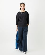 PF5EE10098 GEORGES RECH(小さいサイズ)(メゾン ドゥ サンク) ジャガードニットトートバッグ ブラック