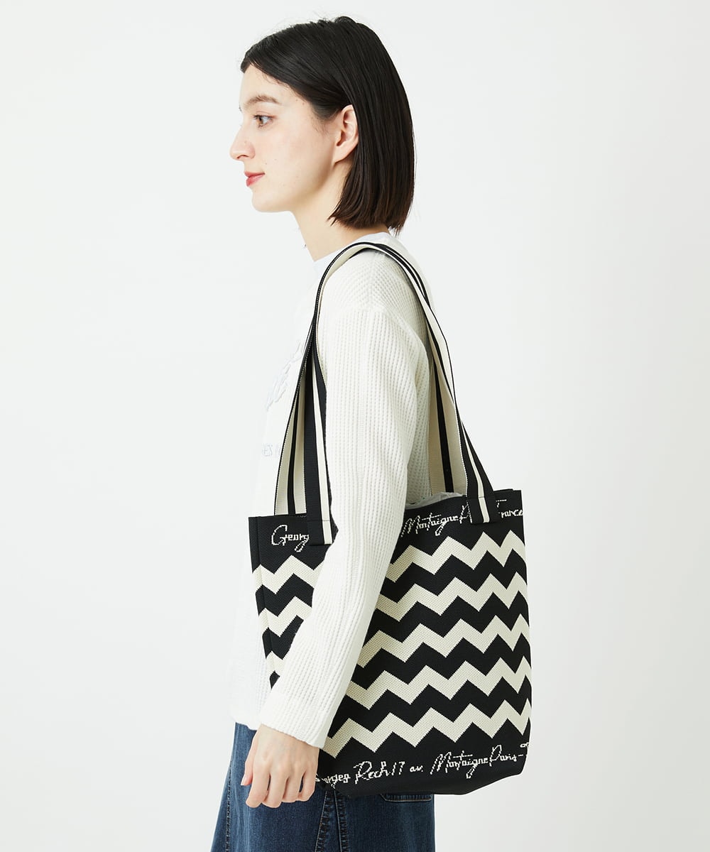 PF5EE10098 GEORGES RECH(小さいサイズ)(メゾン ドゥ サンク) ジャガードニットトートバッグ ブラック
